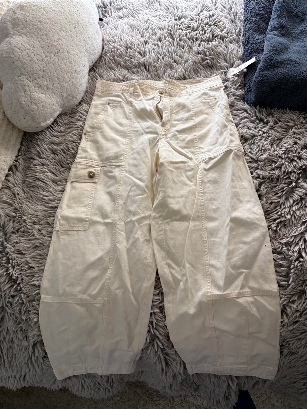 Anthropologie Off-White Cargo Pants with Patch Pockets